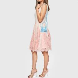 Jacquemus Light Blue Croc Embossed Leather Mini Le Chiquito Top Handle Bag