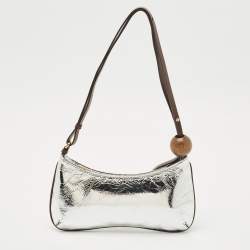 Jacquemus Silver Laminated Leather Le Bisou Perle Shoulder Bag