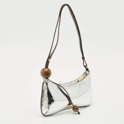 Jacquemus Silver Laminated Leather Le Bisou Perle Shoulder Bag