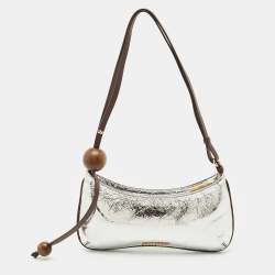 Jacquemus Silver Laminated Leather Le Bisou Perle Shoulder Bag