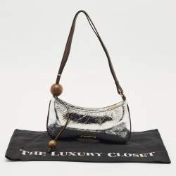Jacquemus Silver Laminated Leather Le Bisou Perle Shoulder Bag