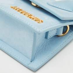 Jacquemus Blue Nubuck Leather Mini Le Chiquito Top Handle Bag