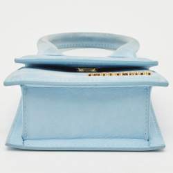 Jacquemus Blue Nubuck Leather Mini Le Chiquito Top Handle Bag