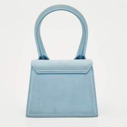 Jacquemus Blue Nubuck Leather Mini Le Chiquito Top Handle Bag