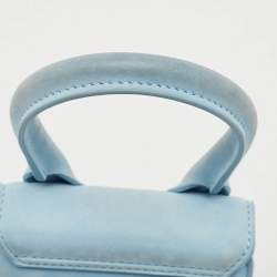 Jacquemus Blue Nubuck Leather Mini Le Chiquito Top Handle Bag