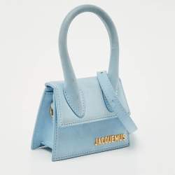 Jacquemus Blue Nubuck Leather Mini Le Chiquito Top Handle Bag