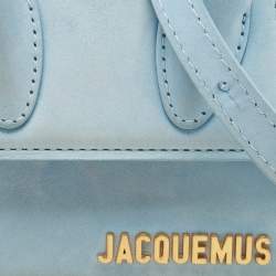 Jacquemus Blue Nubuck Leather Mini Le Chiquito Top Handle Bag