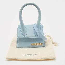 Jacquemus Blue Nubuck Leather Mini Le Chiquito Top Handle Bag