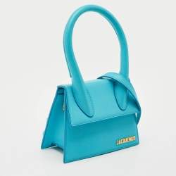 Jacquemus Blue Leather Medium Le Chiquito Top Handle Bag