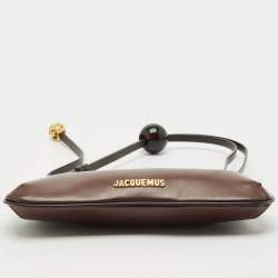 Jacquemus Dark Brown Leather Le Bisou Perle Shoulder Bag