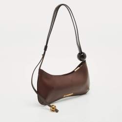 Jacquemus Dark Brown Leather Le Bisou Perle Shoulder Bag
