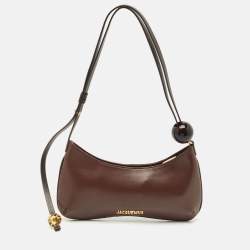 Jacquemus Dark Brown Leather Le Bisou Perle Shoulder Bag