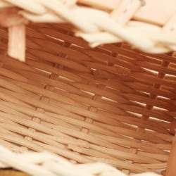 Pre Owned Jacquemus Beige/Cream Rattan and Leather Mini Wicker Le Chiquito Top Handle Bag