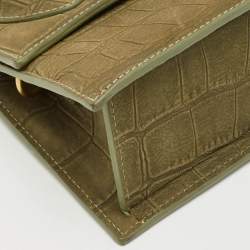 Pre Owned Jacquemus Olive Green Suede Le Chiquito Moyen Top Handle Bag