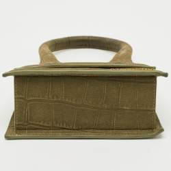 Pre Owned Jacquemus Olive Green Suede Le Chiquito Moyen Top Handle Bag