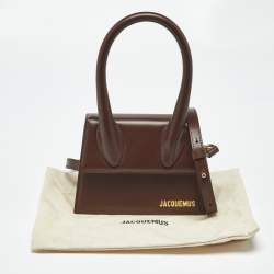 مملوكة مسبقًا Jacquemus Brown Leather Le Chiquito Moyen Top Handle Bag