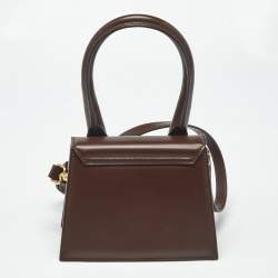 مملوكة مسبقًا Jacquemus Brown Leather Le Chiquito Moyen Top Handle Bag