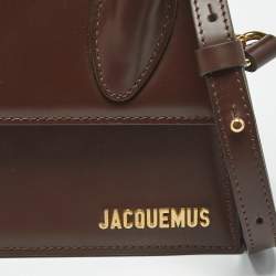 مملوكة مسبقًا Jacquemus Brown Leather Le Chiquito Moyen Top Handle Bag