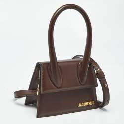 مملوكة مسبقًا Jacquemus Brown Leather Le Chiquito Moyen Top Handle Bag