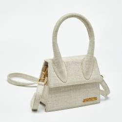 Pre Owned Jacquemus Beige Canvas Le Chiquito Moyen Top Handle Bag