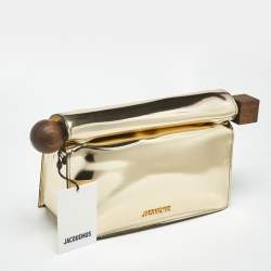 Pre Owned Jacquemus Gold Patent Leather La Pochette Rond Clutch