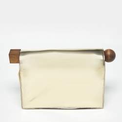 Pre Owned Jacquemus Gold Patent Leather La Pochette Rond Clutch