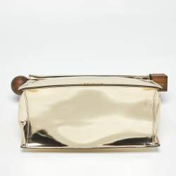 Pre Owned Jacquemus Gold Patent Leather La Pochette Rond Clutch