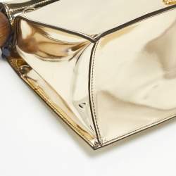 Pre Owned Jacquemus Gold Patent Leather La Pochette Rond Clutch
