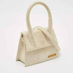 Pre Owned Jacquemus Beige Canvas Le Chiquito Moyen Top Handle Bag