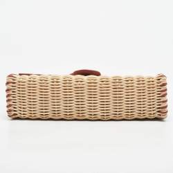 Pre Owned Jacquemus Brick Brown/Cream Nubuck Leather and Wicker Le Bambino Long Bag