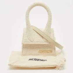 Pre Owned Jacquemus White Canvas Mini Le Chiquito Top Handle Bag