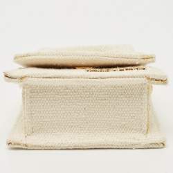 Pre Owned Jacquemus White Canvas Mini Le Chiquito Top Handle Bag