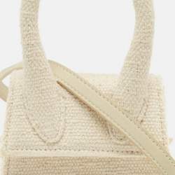 Pre Owned Jacquemus White Canvas Mini Le Chiquito Top Handle Bag