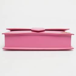 Pre Owned Jacquemus Pink Leather Le Bambinou Top Handle Bag
