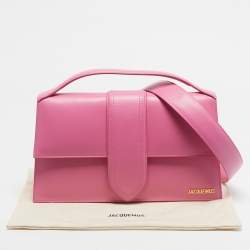 Pre Owned Jacquemus Pink Leather Le Bambinou Top Handle Bag