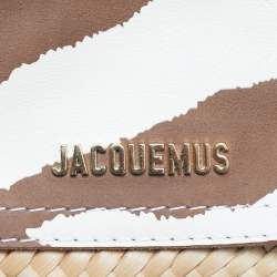 Pre Owned Jacquemus Multicolor Raffia and Zebra Print Handle Le Petit Panier Soleil Basket Bag