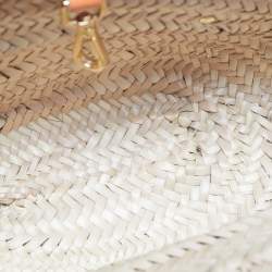 Pre Owned Jacquemus Multicolor Raffia and Zebra Print Handle Le Petit Panier Soleil Basket Bag