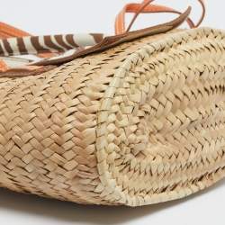 Pre Owned Jacquemus Multicolor Raffia and Zebra Print Handle Le Petit Panier Soleil Basket Bag