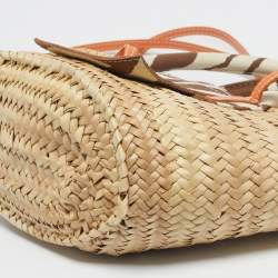 Pre Owned Jacquemus Multicolor Raffia and Zebra Print Handle Le Petit Panier Soleil Basket Bag