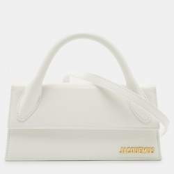 Pre Owned Jacquemus White Leather Long Le Chiquito Top Handle Bag