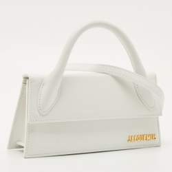 Pre Owned Jacquemus White Leather Long Le Chiquito Top Handle Bag