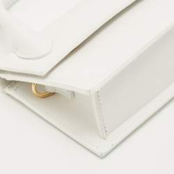 Pre Owned Jacquemus White Leather Long Le Chiquito Top Handle Bag