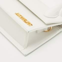 Pre Owned Jacquemus White Leather Long Le Chiquito Top Handle Bag