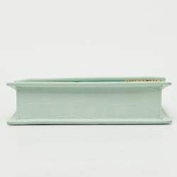 Pre Owned Jacquemus Light Green Croc Embossed Nubuck Leather Long Le Chiquito Top Handle Bag