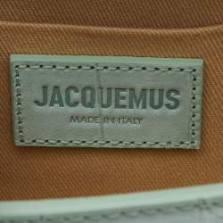 Pre Owned Jacquemus Light Green Croc Embossed Nubuck Leather Long Le Chiquito Top Handle Bag