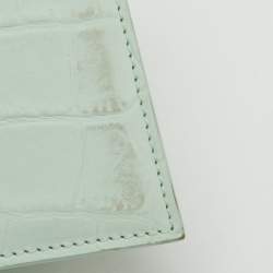 Pre Owned Jacquemus Light Green Croc Embossed Nubuck Leather Long Le Chiquito Top Handle Bag