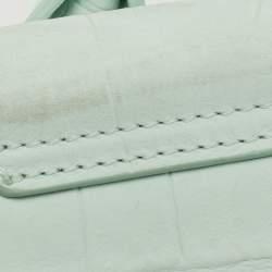 Pre Owned Jacquemus Light Green Croc Embossed Nubuck Leather Long Le Chiquito Top Handle Bag