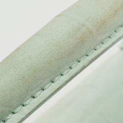 Pre Owned Jacquemus Light Green Croc Embossed Nubuck Leather Long Le Chiquito Top Handle Bag