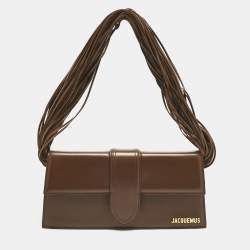 Pre Owned Jacquemus Dark Brown Leather Long Le Bambino Ficiu Shoulder Bag