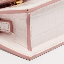 مملوكة مسبقًا Jacquemus Light Pink Croc Embossed Leather Mini Le Chiquito Bag